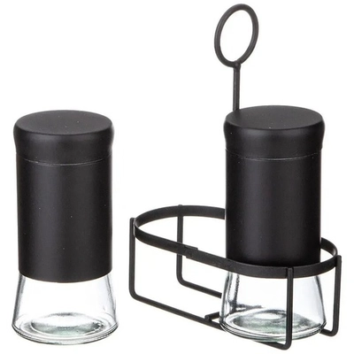 Набор банок для специй из 2 шт. на метал. подставке