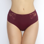 Трусы-слипы со средней посадкой и кружевными вставками (Размер: 48) (Цвет: бордовый)