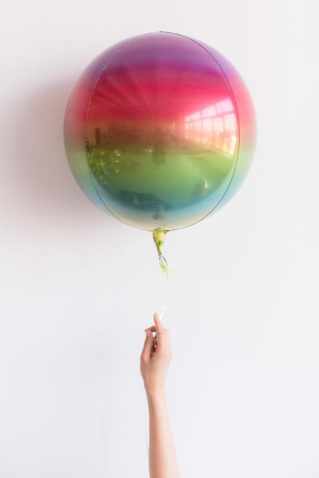 Шар А 3D СФЕРА Б/РИС 16" Омбре Радуга пастель  (БГ-19)