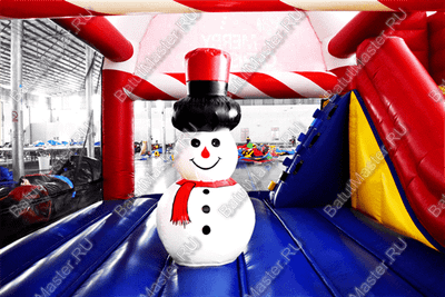 Коммерческий надувной батут "Рождественский" с крышей