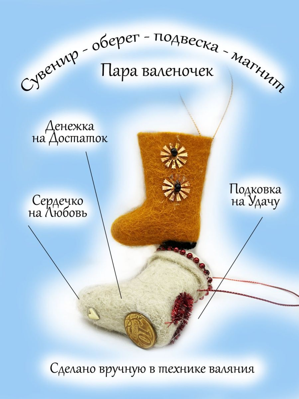 Сувенир, подвеска Валенки