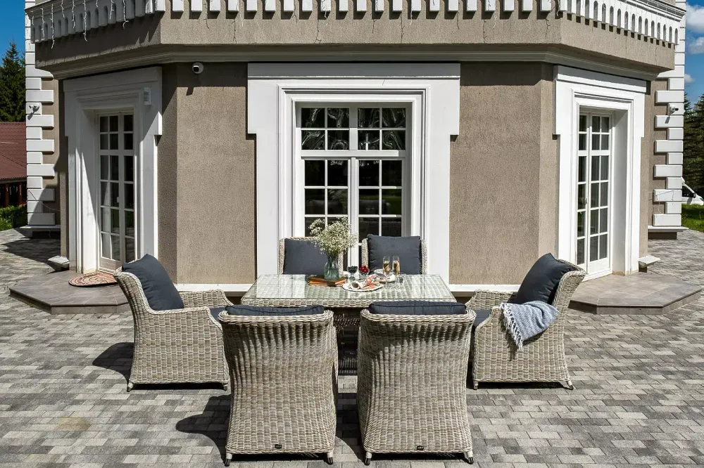 "Неаполь" обеденная группа плетеная из искусственного ротанга, цвет бежевый