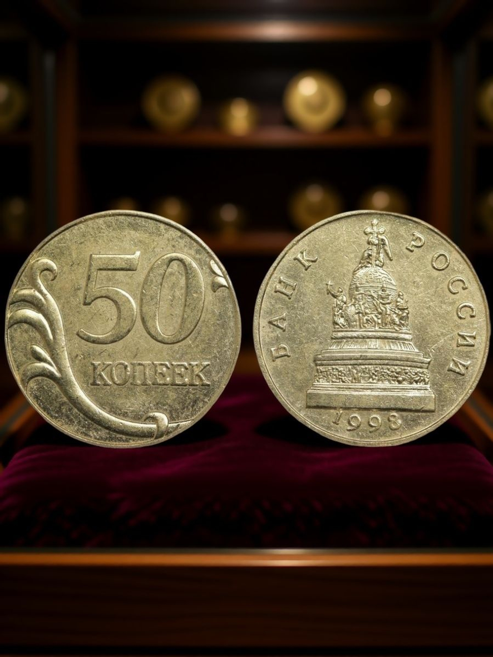 50 копеек 1998 года Россия. Проект Памятник Тысячелетие России. Копия пробной монеты бронза
