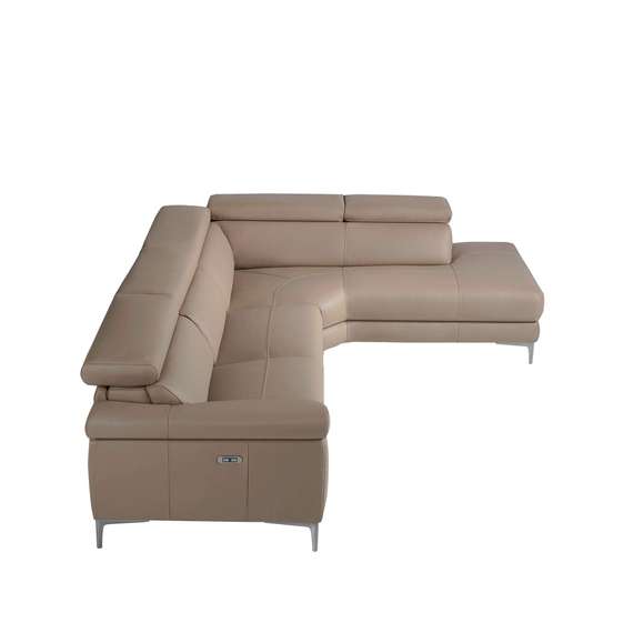Угловой диван с реклайнером Angel Cerda 5320-R, бежевая кожа