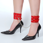 Кожаные красные оковы с цепочкой (Цвет: красный)