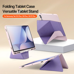 Складной чехол книжка розового цвета от Dux Ducis для Samsung Tab S10+, S9+, S9 FE+, серия Vers Series Case, с магнитным держателем Pencil и и функцией автоматического перехода в спящий режим