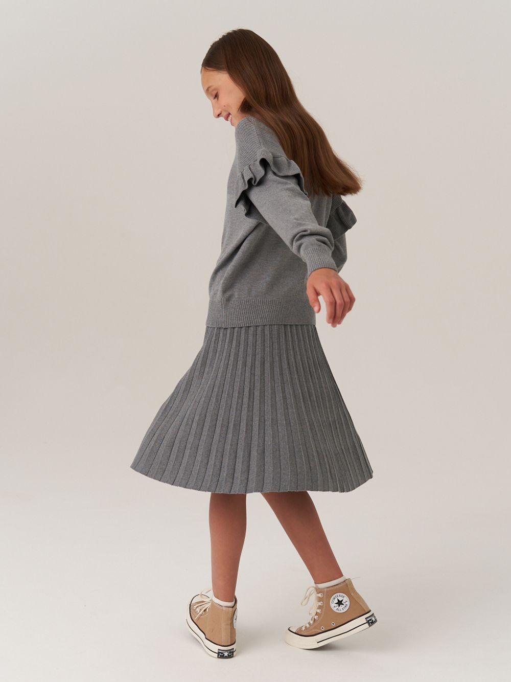 Юбка школьная для девочки AT883 серый