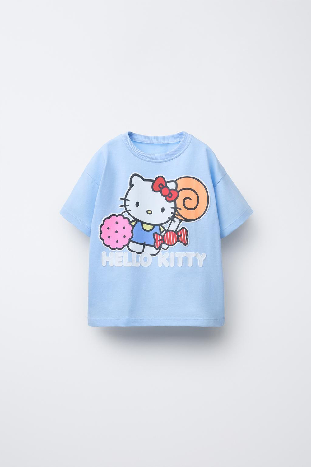 ZARA ФУТБОЛКА С ПРИНТОМ HELLO KITTY © SANRIO, ГОЛУБОЙ