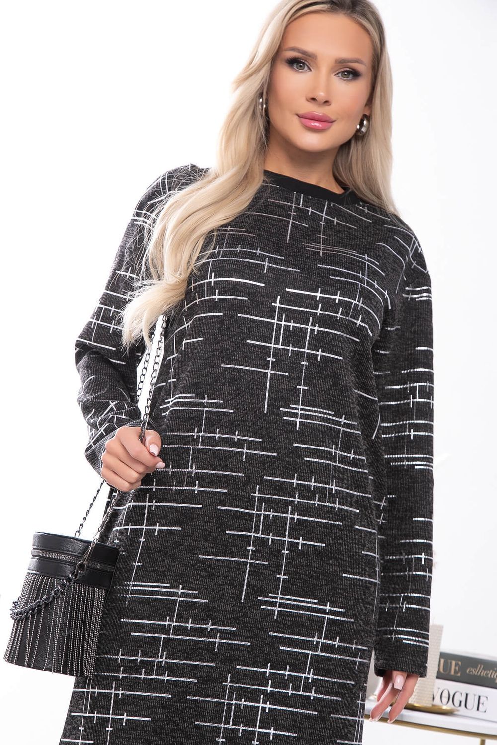 Платье "Янина" (серый меланж / серебро) П7516 LT Collection