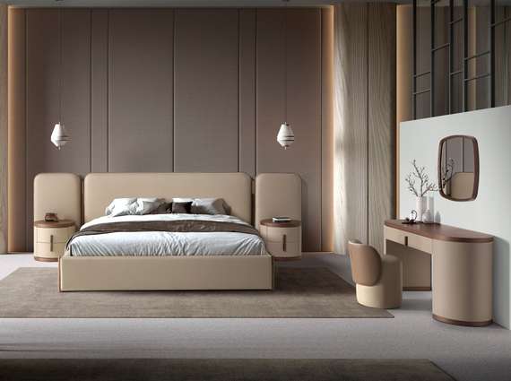 Туалетный столик 7220 из экокожи цвета норки и ореха