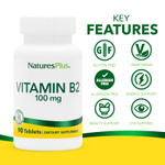 NaturesPlus, витамин B2, 100 мг, 90 таблеток