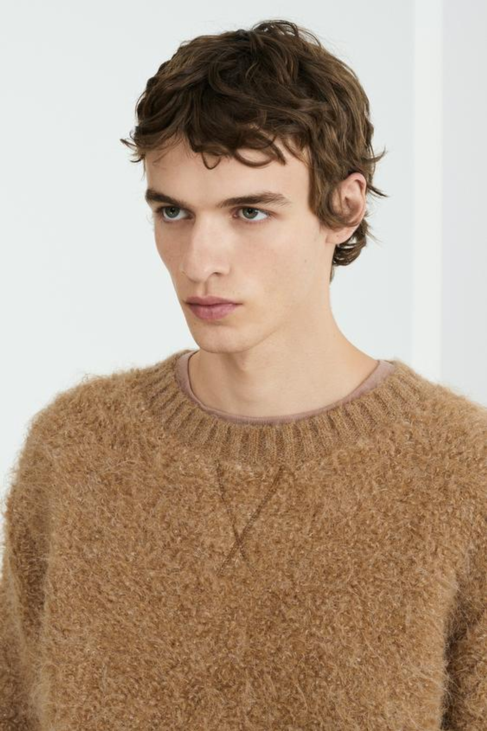 ZARA СВОБОДНЫЙ ВЯЗАНЫЙ СВИТЕР С ВОЛОКНОМ АЛЬПАКИ, МЯГКИЙ КАШТАНОВЫЙ