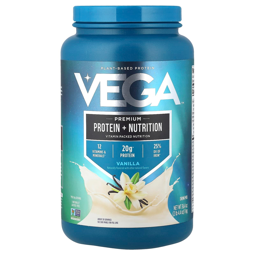 Vega, Растительный коктейль Essentials, ваниль, 1 кг (2 фунта 4,4 унции)