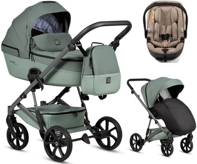 Детская коляска Tutis Viva 6 Plus Essential 3 в 1 с автокреслом Beno Beige 1612039 Sage