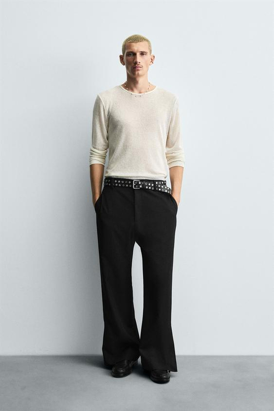 ZARA БРЮКИ FLARED FIT, ЧЕРНЫЙ