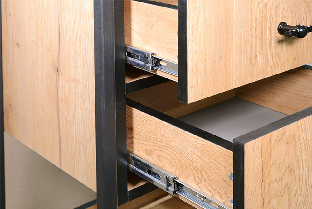 Стеллаж Ивару Берген-3, Дуб крафт золотой/Черный