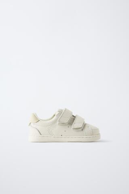 ZARA КОЖАНЫЕ КРОССОВКИ С РЕМЕШКАМИ BAREFOOT, БЕЛЫЙ