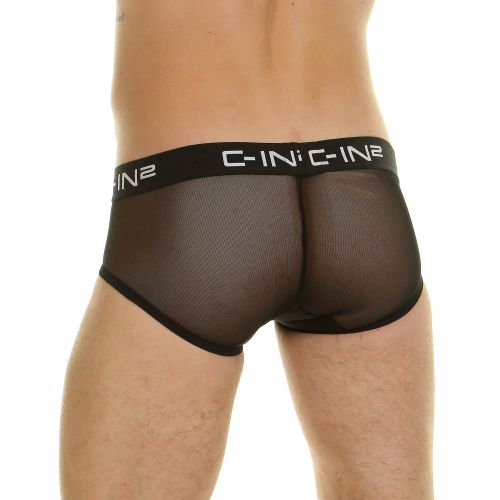 Мужские трусы брифы черные сетчатые C-IN2