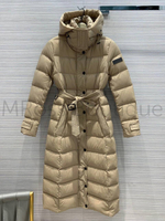 Женское пуховое удлиненное пальто Burberry (Барберри) с капюшоном