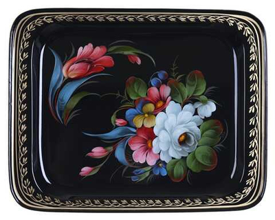 Жостовский поднос декоративный, размер 33х26 см (A13), металлический