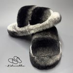 Шлепанцы из меха кролика | Окрас под шиншиллу