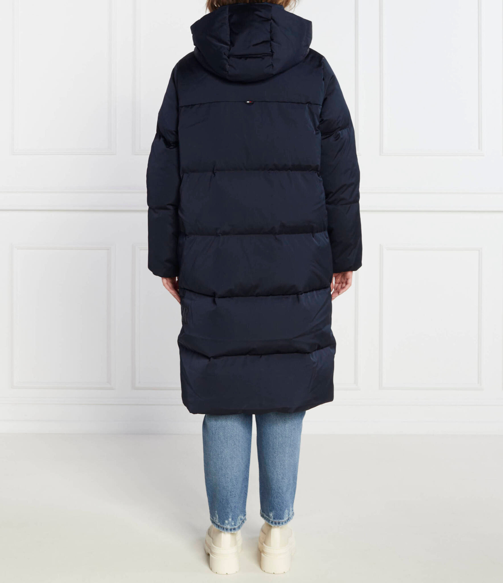 Пуховое пальто SATEEN HOODED MAXI Tommy Hilfiger - темно-синий(WW0WW40834)
