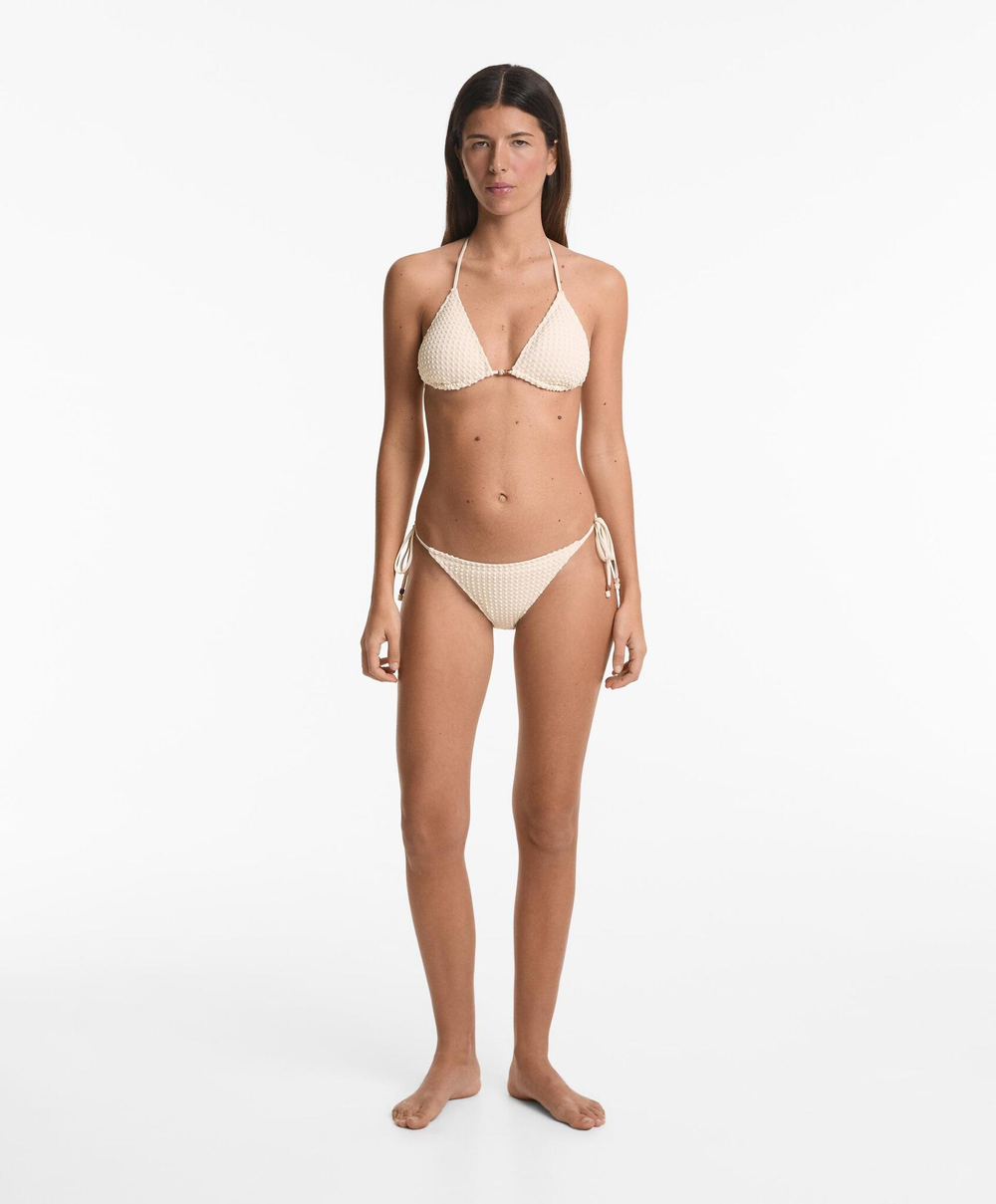 OYSHO Топ бикини с треугольными чашками из кроше, экрю