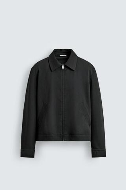 ZARA КУРТКА-РУБАШКА REGULAR FIT, ЧЕРНЫЙ