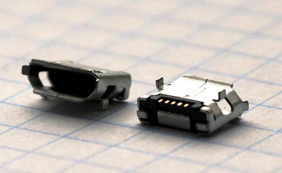 Разъем micro USB 5 pin для планшета, смартфона, посадка на плату, 2 крепления на припой MC004