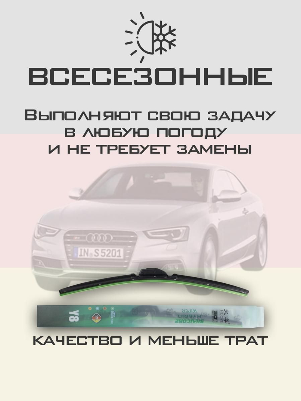 Щетки стеклоочистителя HUOYE Y8 600/500 мм на Audi S5 | Push button