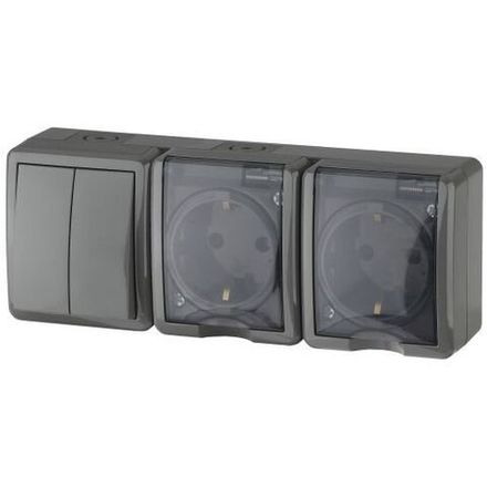 Блок ОП 2 розетки+выключатель 2-кл. 11-7404-03 16АХ(10AX)-250В IP54 Эксперт сер. ЭРА Б0027676