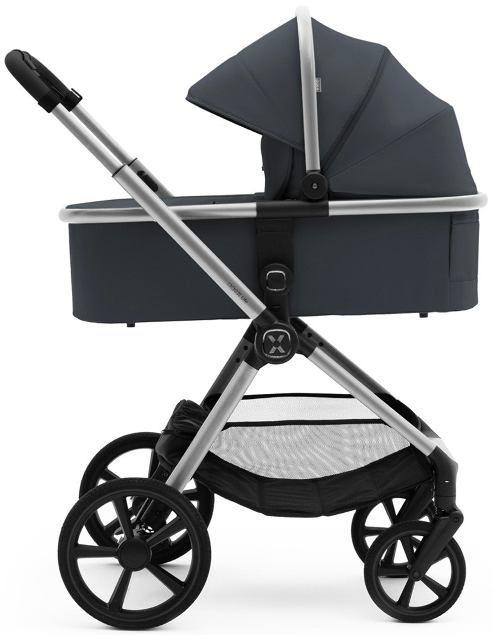 Коляска Agex Life 3 в 1 хромированная рама с автокреслом i-Safe Black ALM606 Midnight Grey (Темно-серый)