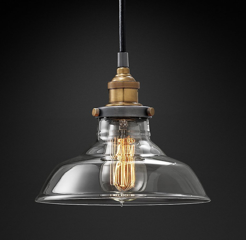 Подвесной дизайнерский светильник  20th C. Factory Filament Clear Glass Barn Pendant by Restoration Hardware