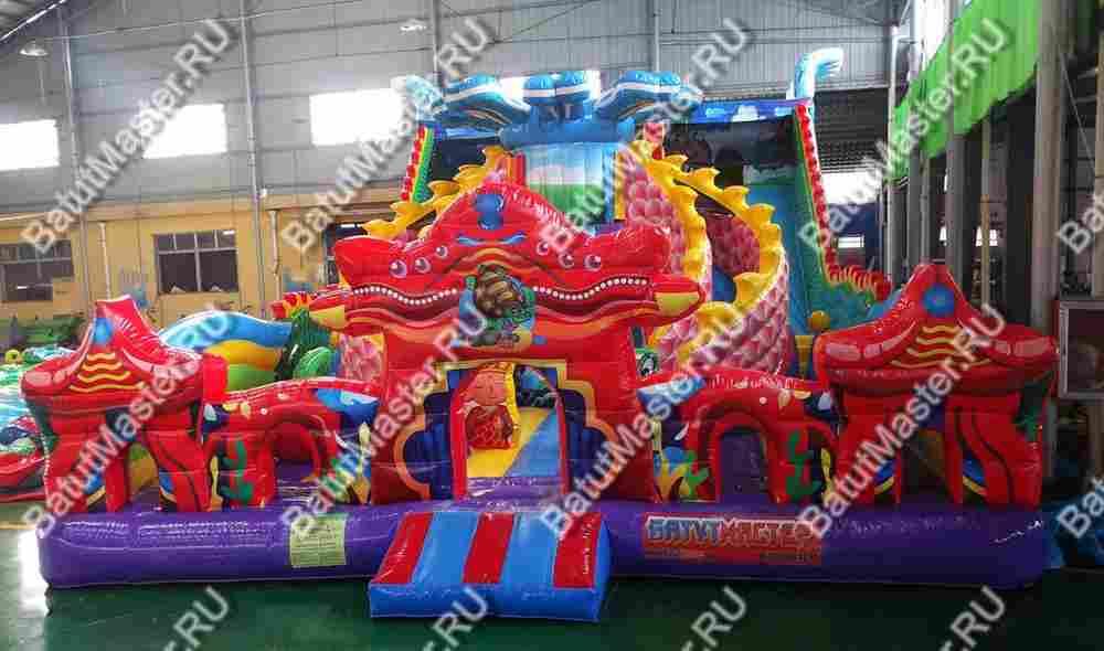 Коммерческий надувной батут "Хижина дракона", 15*8*7 м