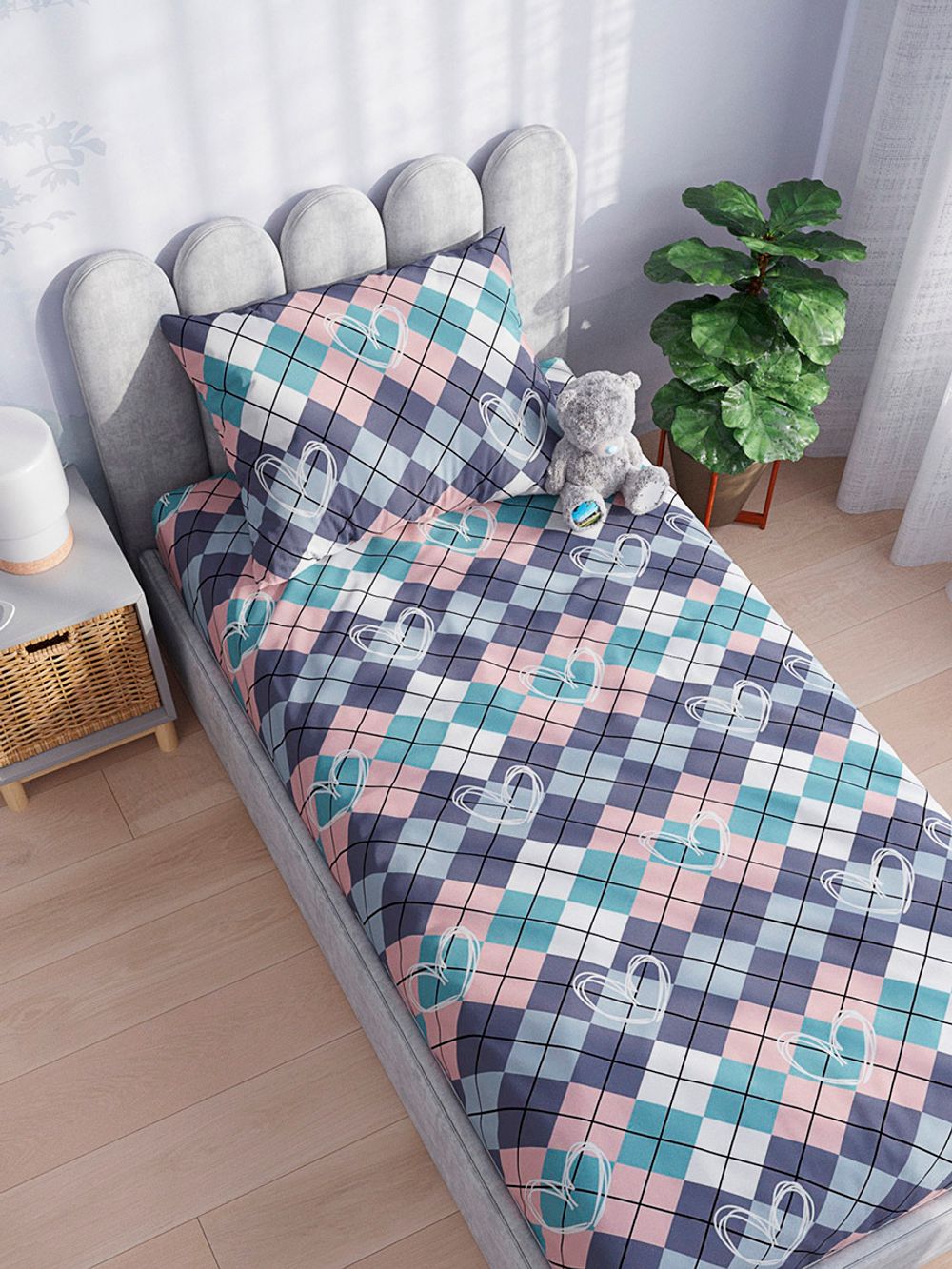 Постельное белье бязь Сказка "Барбара" 1,5-спальный на молнии Наволочка 50х70 см 1 шт Простынь на резинке 90х200 см Пододеяльник 145х205 см