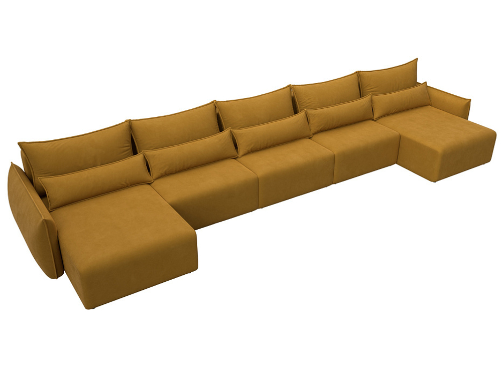Диван П-образный Лига-051 НПБ МегаЛонг ВЕЛЮР BRUT 10 желтый