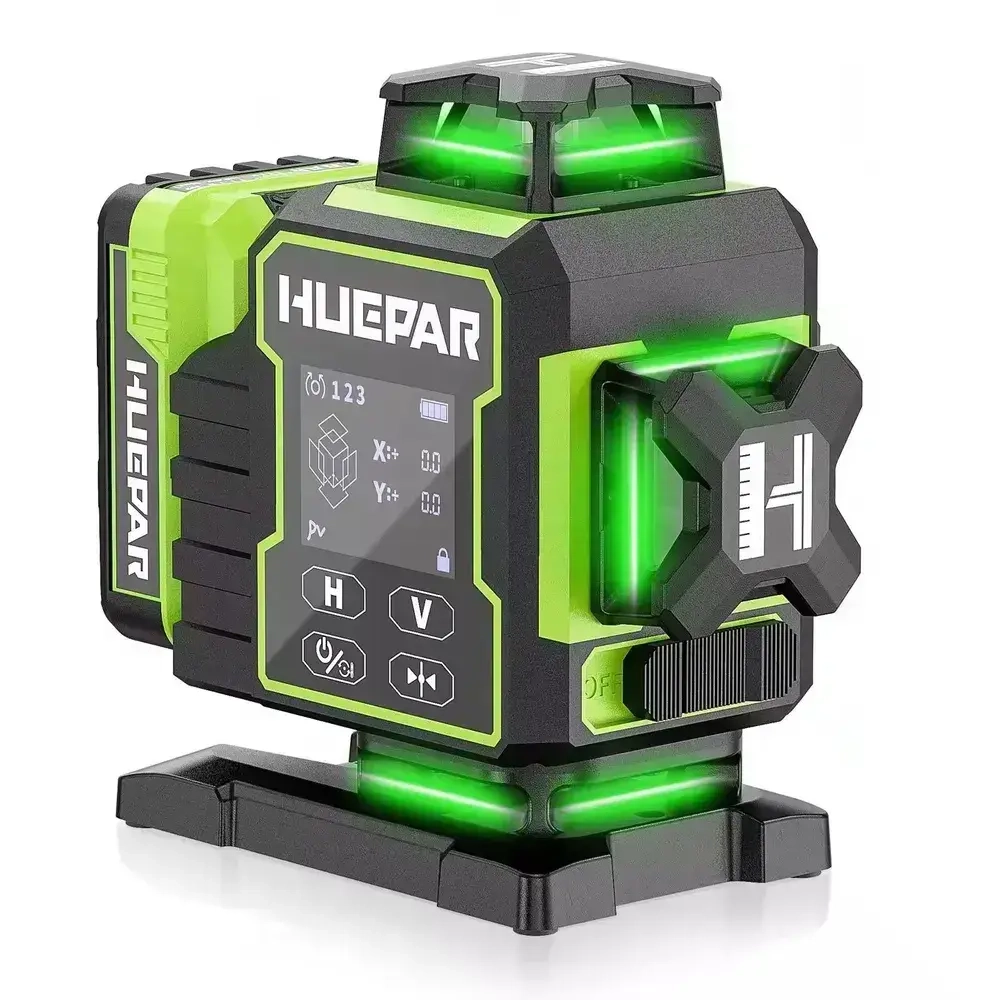 Лазерный уровень Huepar W04CG (ТОЧНЫЙ) с поворотным электромотором и дисплеем
