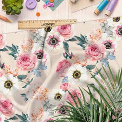 Ткань габардин цветочное благородство