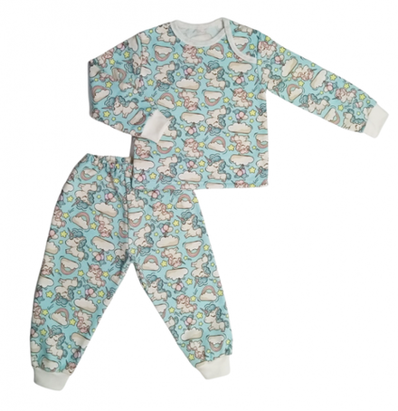 Пижама теплая 610/38 единороги на голубом