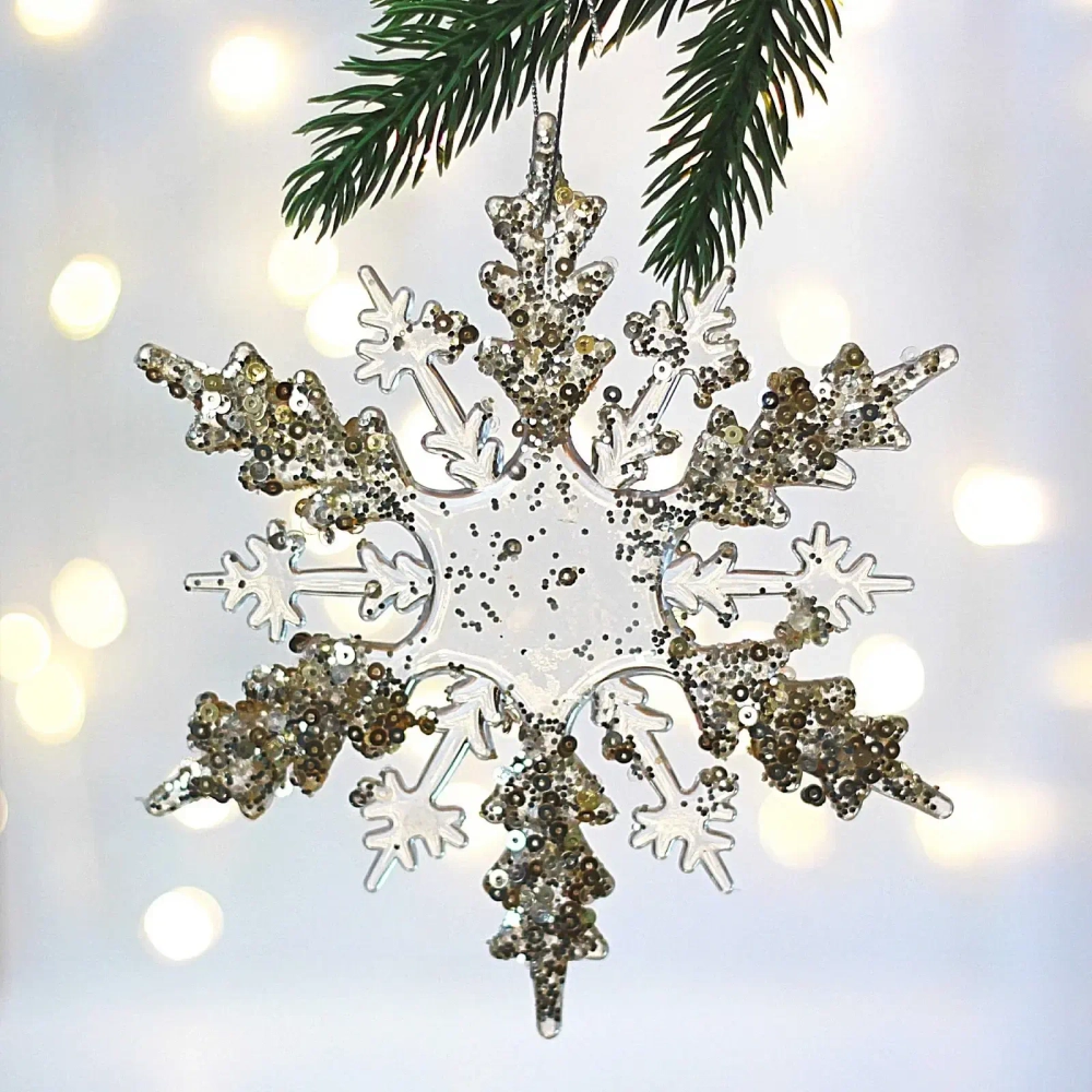 Подвеска «Волшебный снегопад» 13,5 см, Белый/Золотой блеск