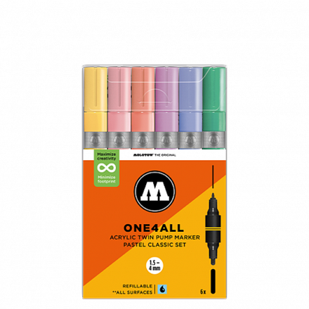 Набор маркеров Molotow ONE4ALL 227HS-CO Twin - 6шт Pastel Classic-Set (1,5/4мм)