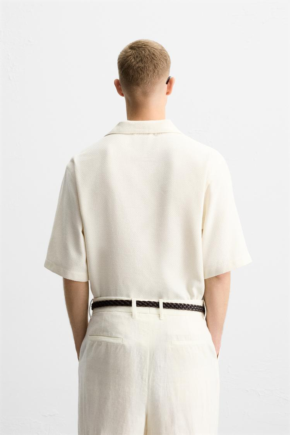 ZARA ПОЛО RELAXED FIT ИЗ РЕЛЬЕФНОЙ ТКАНИ, ЭКРЮ