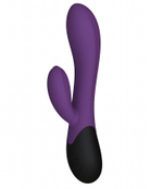 Фиолетовый вибратор с клиторальным отростком и нагревом Perseus - 20,8 см.