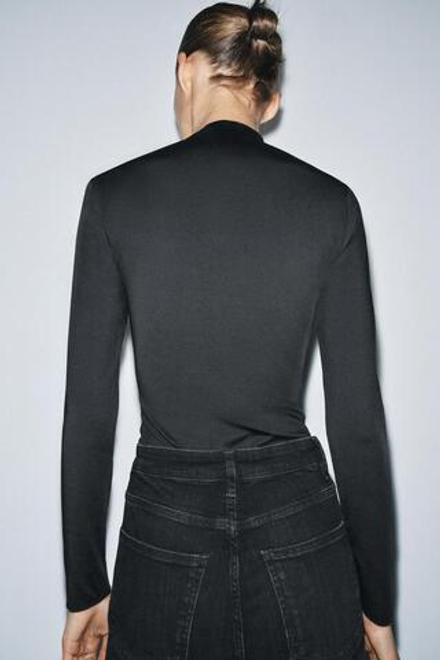 ZARA БОДИ СО СБОРКАМИ, ЧЕРНЫЙ