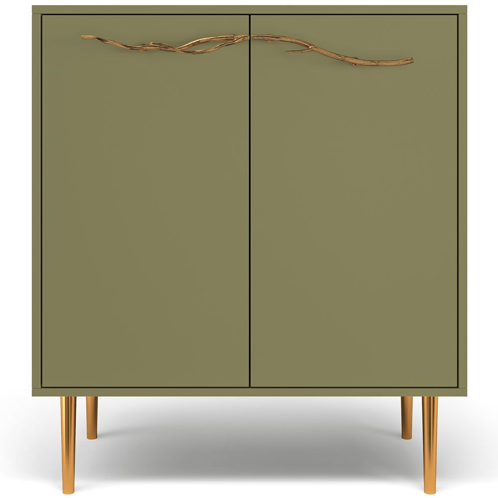 Комод Арт Колор matte Стайл Голд с 2 полками Зеленая олива матовый