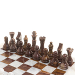 Шахматы из оникса и мрамора "Европейские" доска 30х30 см