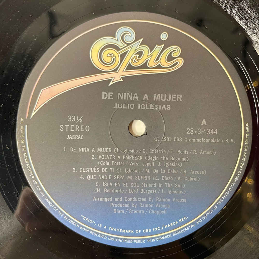 Винтажная виниловая пластинка LP Julio Iglesias De Nina A Mujer (Japan 1981) (No Obi) Que Nadie Sepa Mi Sufrir