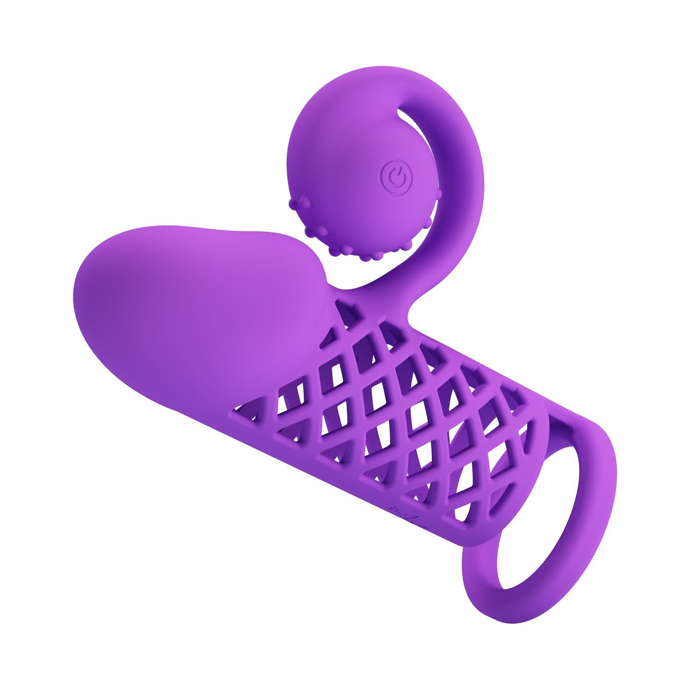 Фиолетовая вибронасадка с клиторальным отростком Harden (Цвет: фиолетовый)