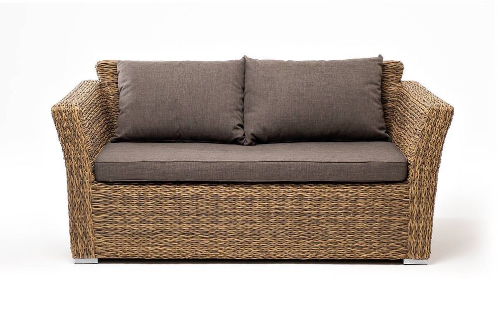 "Капучино" диван из искусственного ротанга (гиацинт) двухместный, цвет соломенный