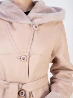 Дубленка зима натуральная с капюшоном длинная